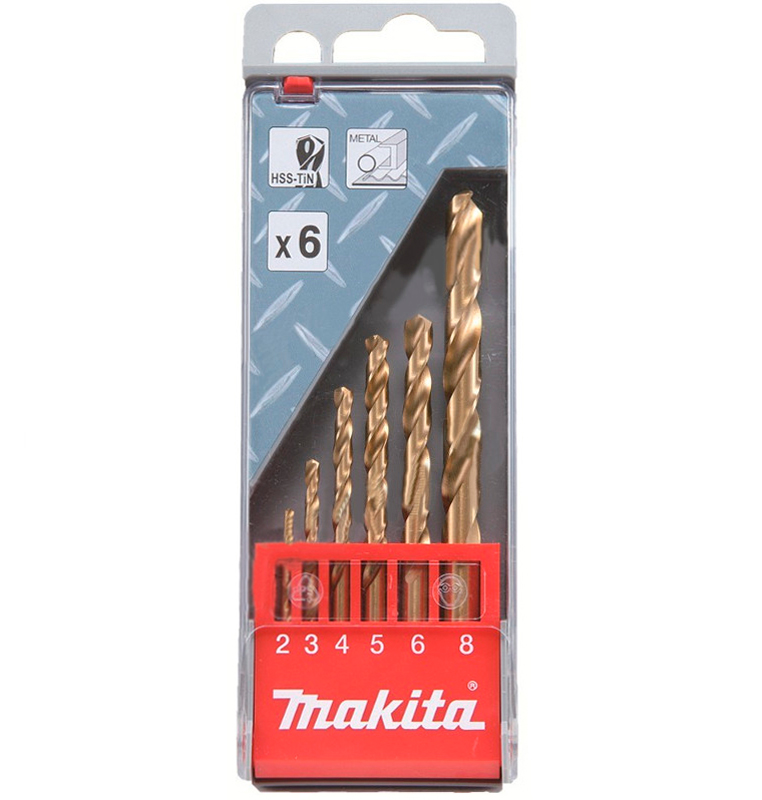 Набір свердел по металу HSS-TIN Makita, 6 шт