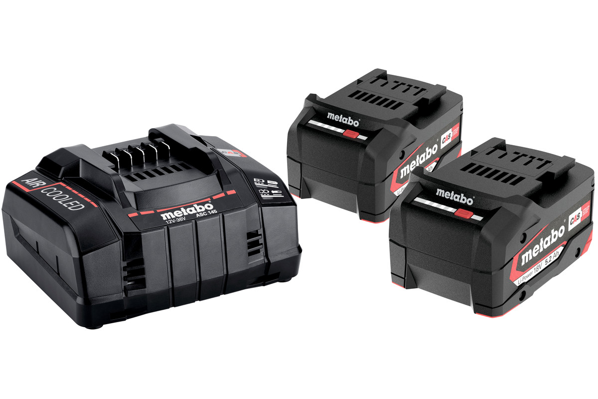 Базовый комплект Metabo Li-Power 18V 2 акб 5.2 Ah, ASC 145