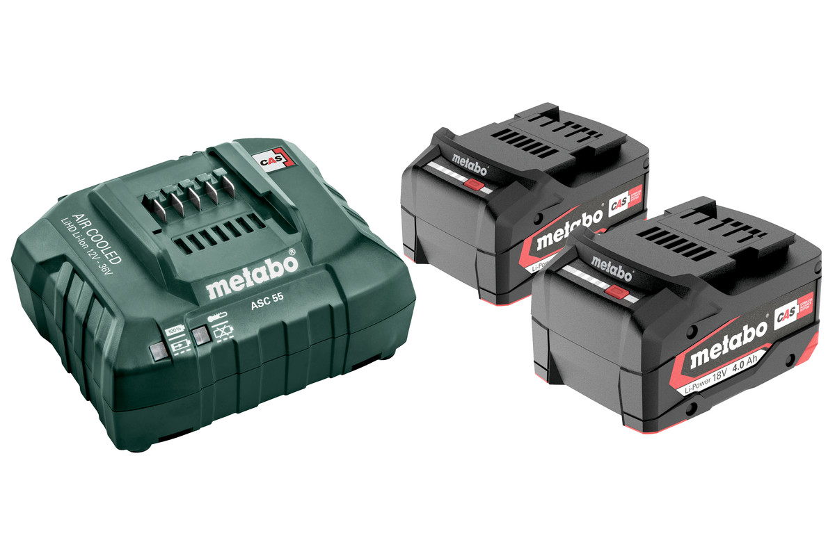 Базовый комплект Metabo Li-Power 18V 2 акб 4.0 Ah, ASC 55