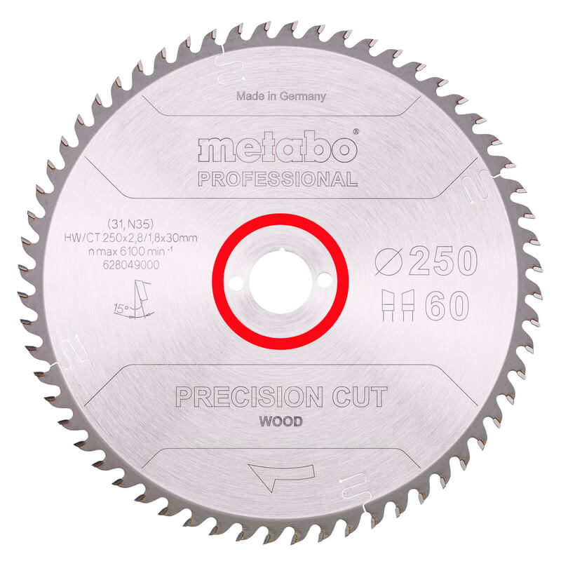 Пиляльний диск Metabo Precision cut wood - professional, 250x30, Z60 WZ 15°