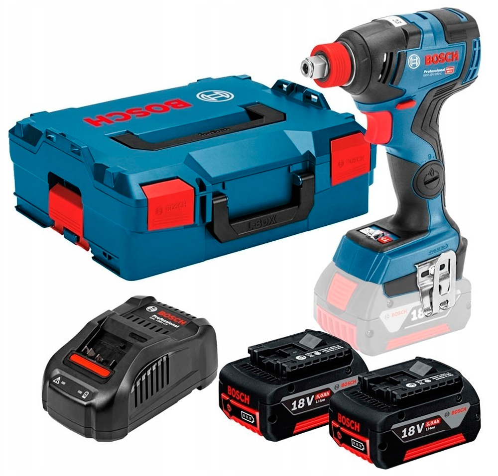 Гайкокрут акумуляторний Bosch Professional GDX 18V-200 C в L-Boxx 136 з 2 акб GBA 18V 5.0Ah та з/п GAL 1880 CV