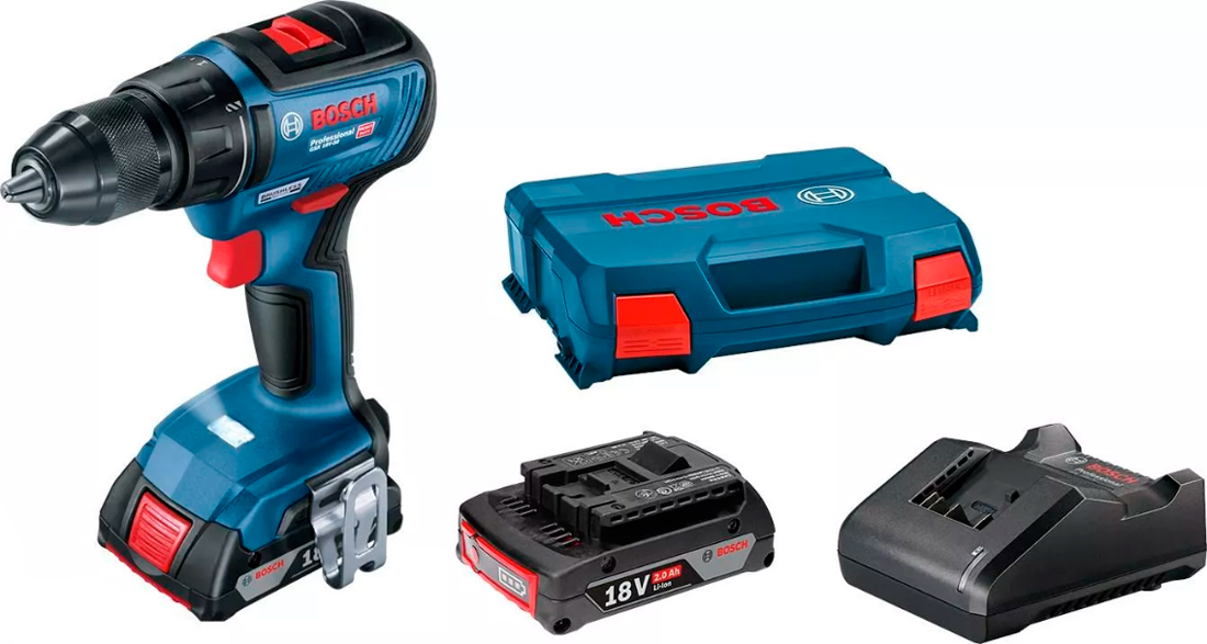 Безщітковий акумуляторний дриль-шурупокрут Bosch Professional GSR 18V-50 в L-Case з 2 акб 2 Ah та з/п GAL 18V-20