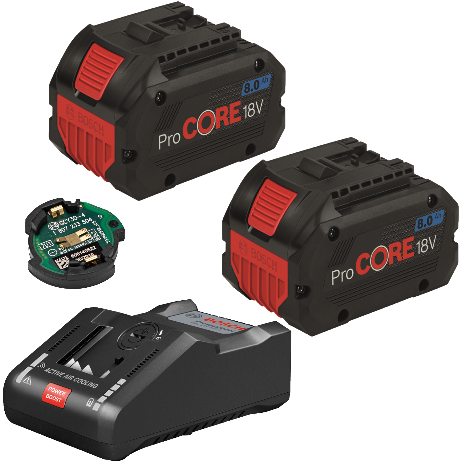 Набір 2 акумулятора Bosch ProCORE18V 8.0Ah + ЗП GAL 18V-160 C + GCY 30-4