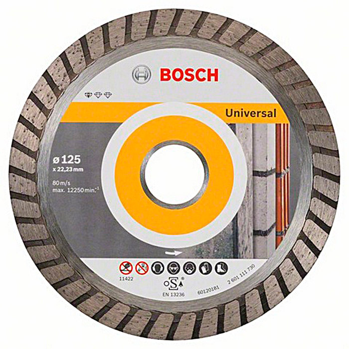 Алмазний відрізний круг Bosch Standard for Universal Turbo, 125-22,23 мм, 10 шт
