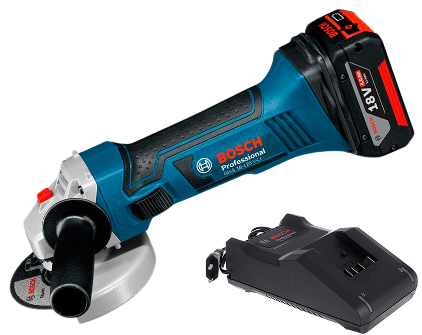 Акумуляторна болгарка Bosch GWS 18-125 V-LI, акб GBA 18 В 4.0 Ah
