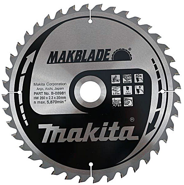 Пиляльний диск Makita MAKBlade 260x30 мм 40T
