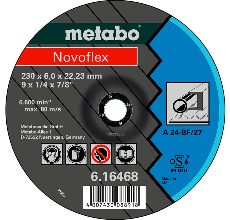 Круг зачистной Metabo Novoflex, по стали, 180x6x22,23 мм