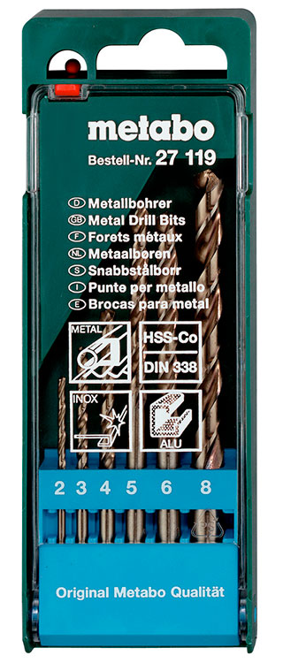 Набор сверл Metabo HSS-Co, 2-8 мм, 6 шт