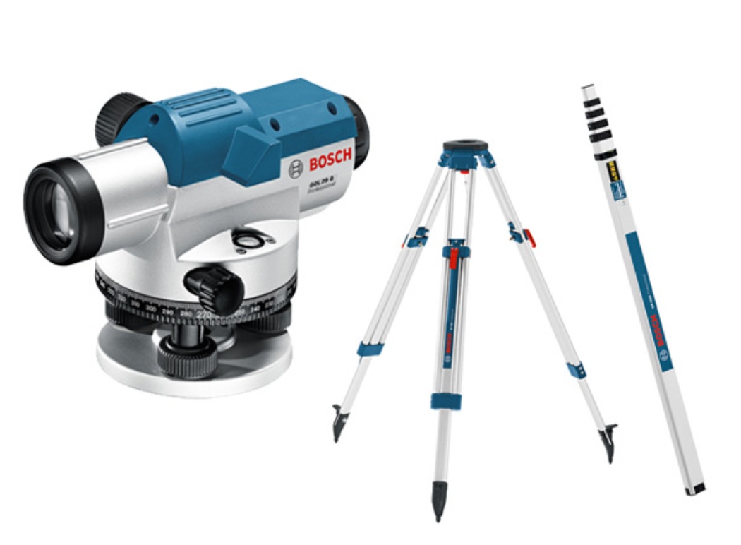 Оптичний нівелір Bosch Professional GOL 26 D в кейсі з штативом BT 160, рейкою GR 500