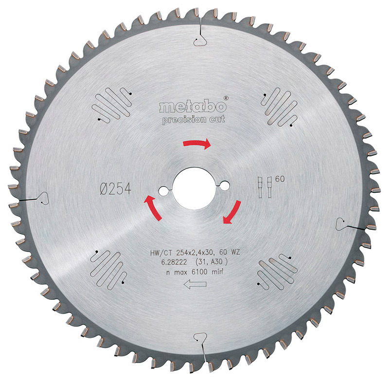 Пильный диск Metabo HW/CT, 250x2,8х30 мм, 42 WZ 15°