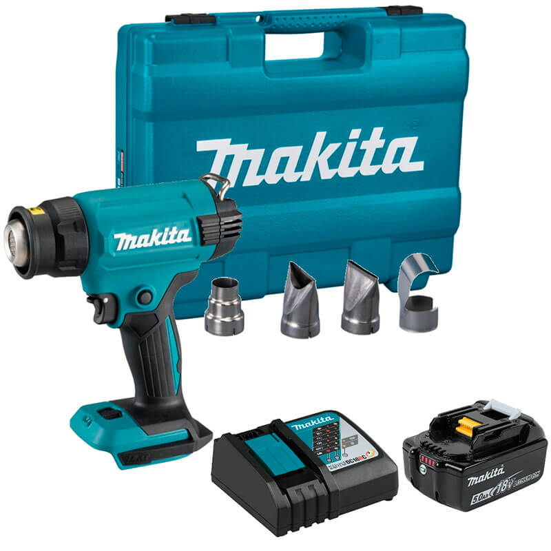 Акумуляторний технічний фен Makita DHG 181 RT, 1 акб 18 В Li-Ion LTX 5.0 Ah, з/п, кейс