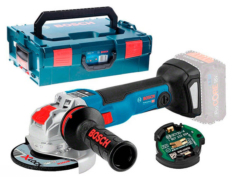 Кутова шліфмашина Bosch GWX 18V-10 SC Professional з регулюванням в L-Boxx 136 з Bluetooth модулем GCY 30-4, без акб та з/п