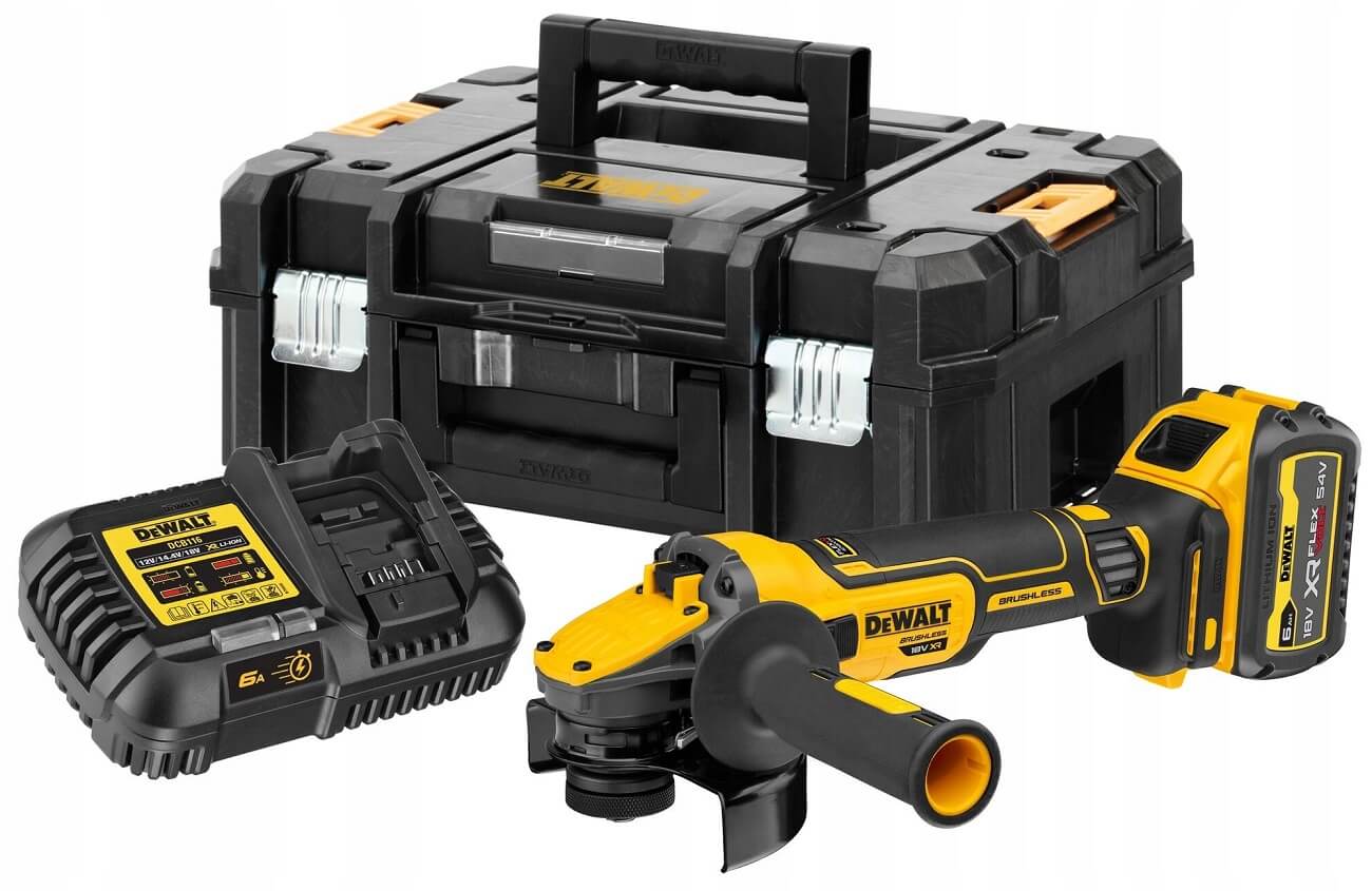 Акумуляторна болгарка DeWalt DCG409T1 в кейсі з акб і з/п