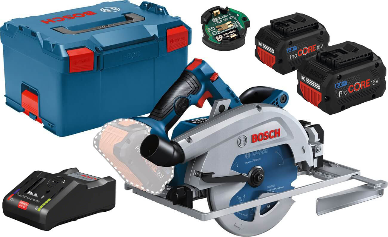 Акумуляторна циркулярна пила Bosch Professional GKS 18V-68 GC в L-Boxx 238 з 2 акб ProCORE18V 8.0Ah, з/п GAL 18V-160 C