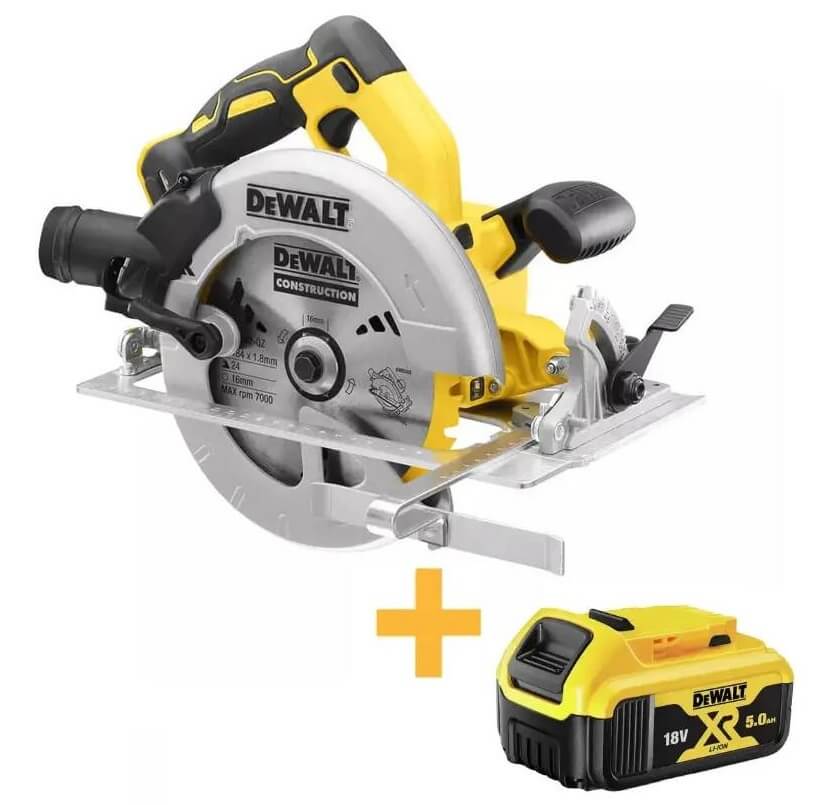 Акумуляторна дискова пила DeWalt DCS570N у картоні з акб DCB184