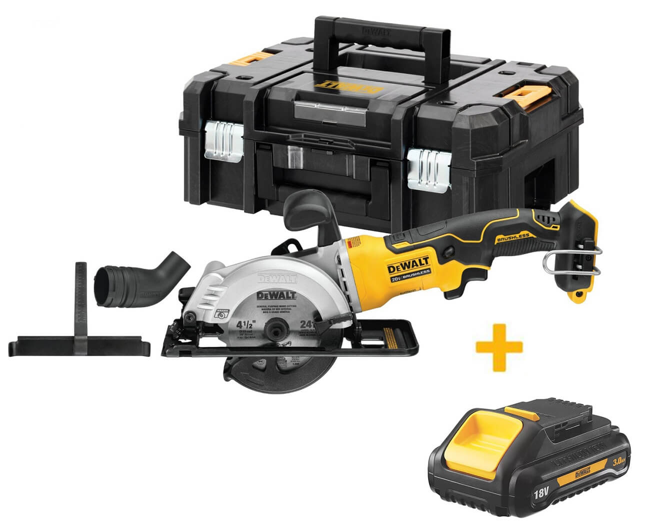 Акумуляторна дискова пила DeWalt DCS571NT у кейсі з акб DCB187