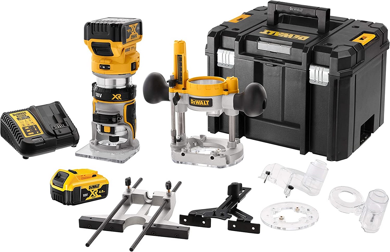 Акумуляторний багатофункціональний фрезер DeWalt DCW604P2 в кейсі TSTAK з 2 акб і з/п