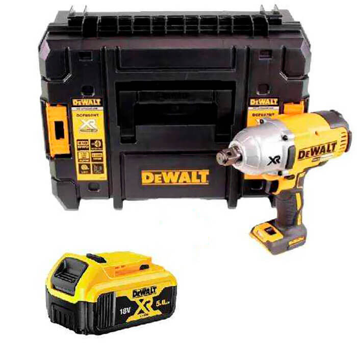 Акумуляторний ударний гайкокрут Dewalt DCF897NT, 1 акб Li-Ion XR на 5.0 Ah у кейсі