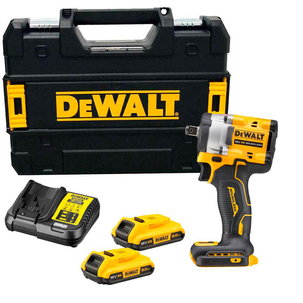 Акумуляторний ударний гайкокрут DeWALT DCF921D2T, 2 акб на 18 В Li-Ion XR по 2.0 Ah, з/п, кейс