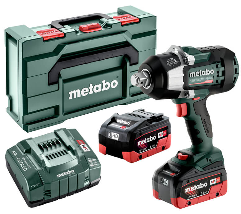 Аккумуляторный ударный гайковерт Metabo SSW 18 LTX 1750 BL в MetaBox с 2 акб LIHD 18 V 5.5 Ah, з/у ASC 145