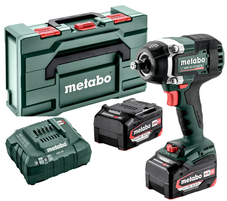 Аккумуляторный ударный гайковерт Metabo SSW 18 LTX 800 BL в MetaBox с 2 акб Li-Power 18 V 5.2 Ah, з/у ASC 55