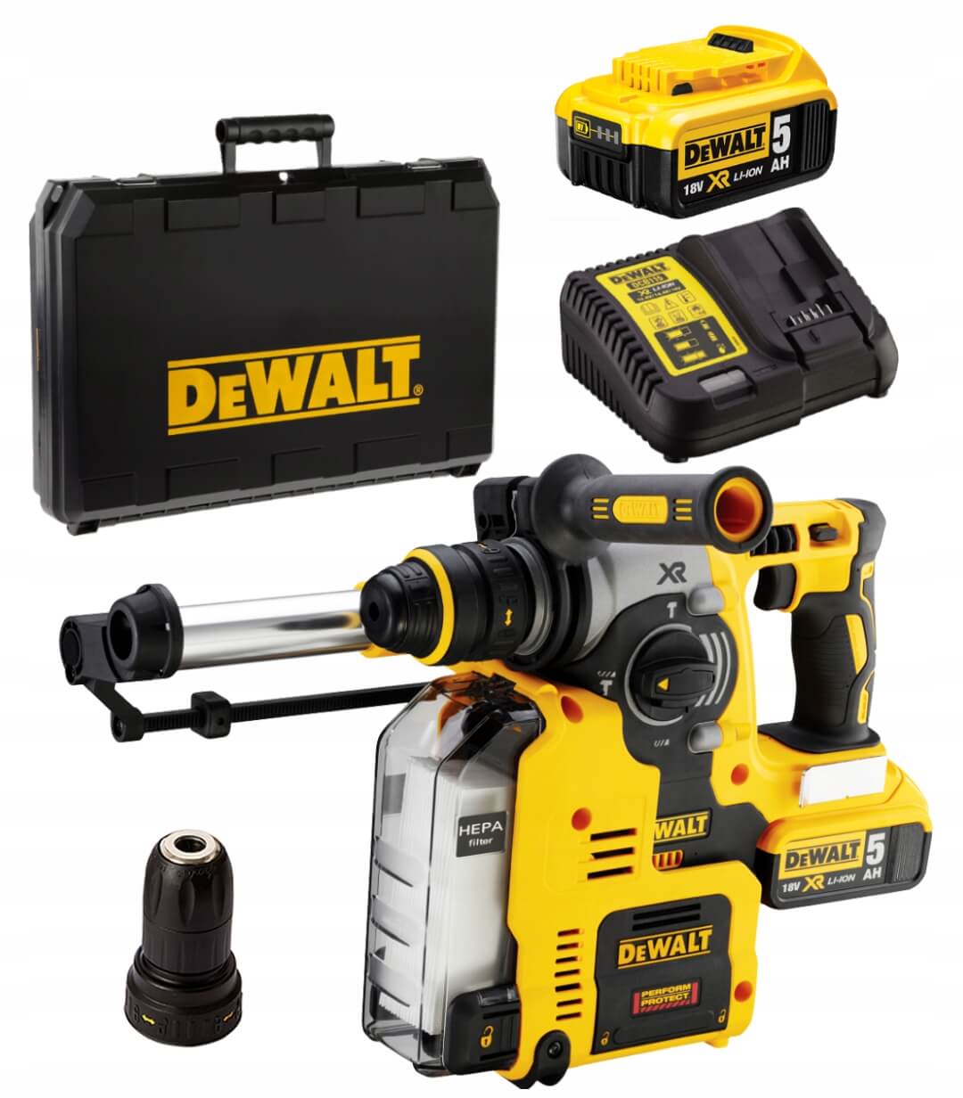 Перфоратор акумуляторний DeWalt DCH275P2 в кейсі з 2 акб, з/п та системою видалення пилу