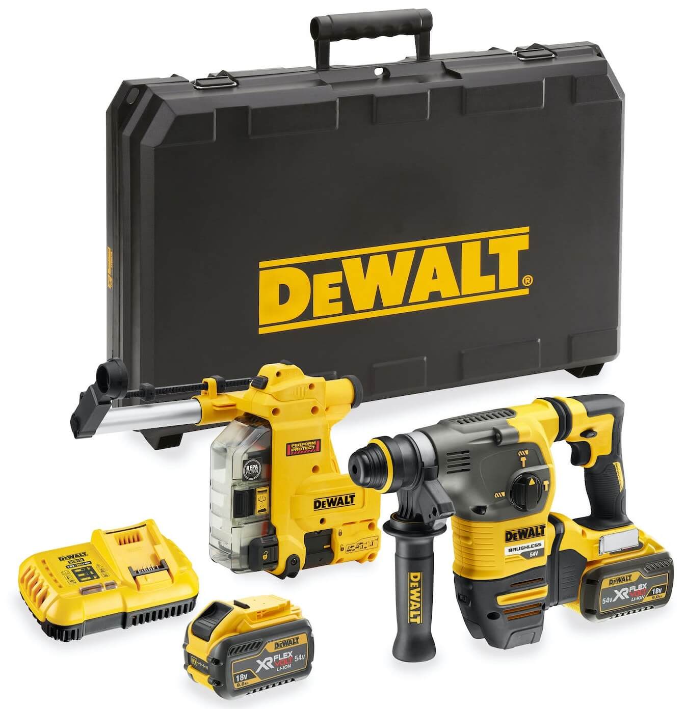 Перфоратор акумуляторний DeWalt DCH335X2 в кейсі з 2 акб, з/п та системою видалення пилу