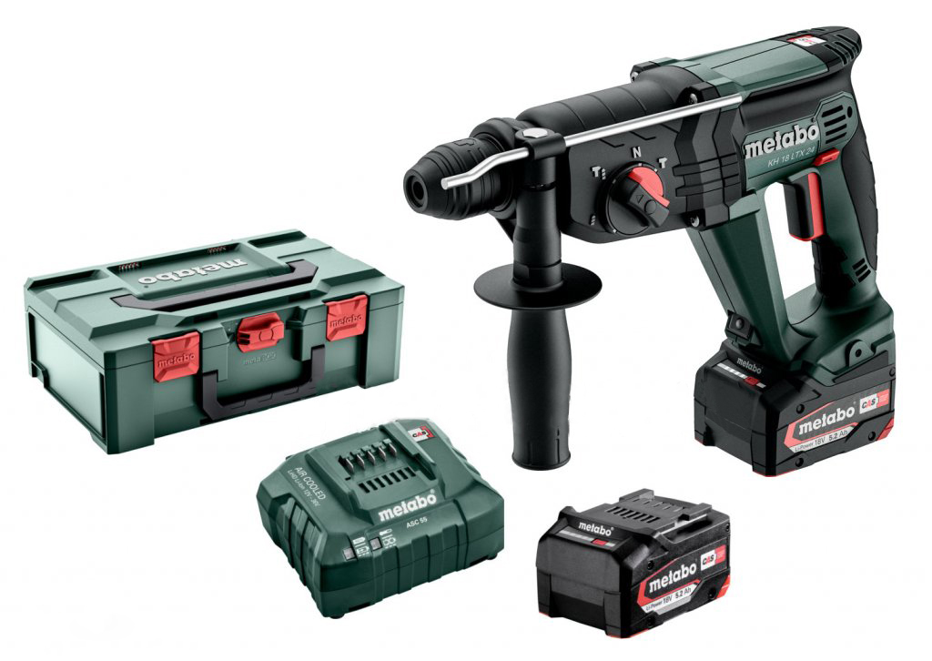 Аккумуляторный перфоратор Metabo KH 18 LTX 24, 2x5.2 Ah, ASC 55, кейс MetaBox