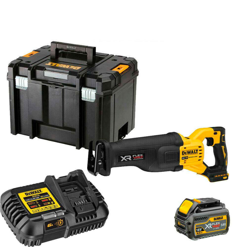 Акумуляторна шабельна пила Dewalt DCS386T1, 1 акб 18 В XR Li-lon на 6.0 Ah, з/п, кейс