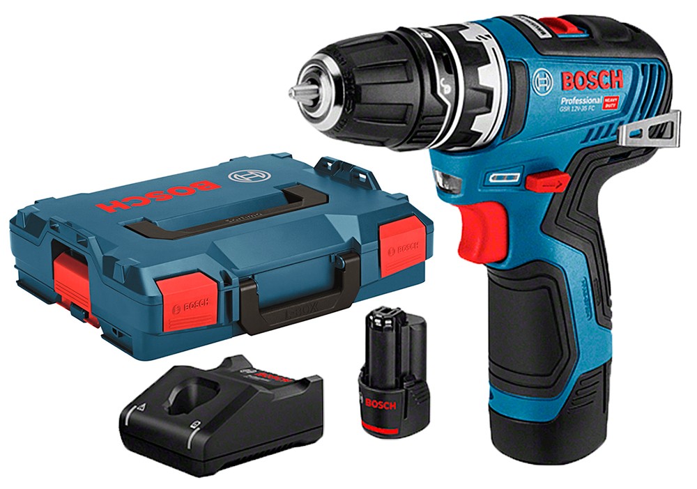 Безщітковий акумуляторний дриль-шурупокрут Bosch Professional GSR 12V-35 FC в L-Boxx 102 із 2 акб GBA 12V 3.0Ah та з/п GAL 12V-40