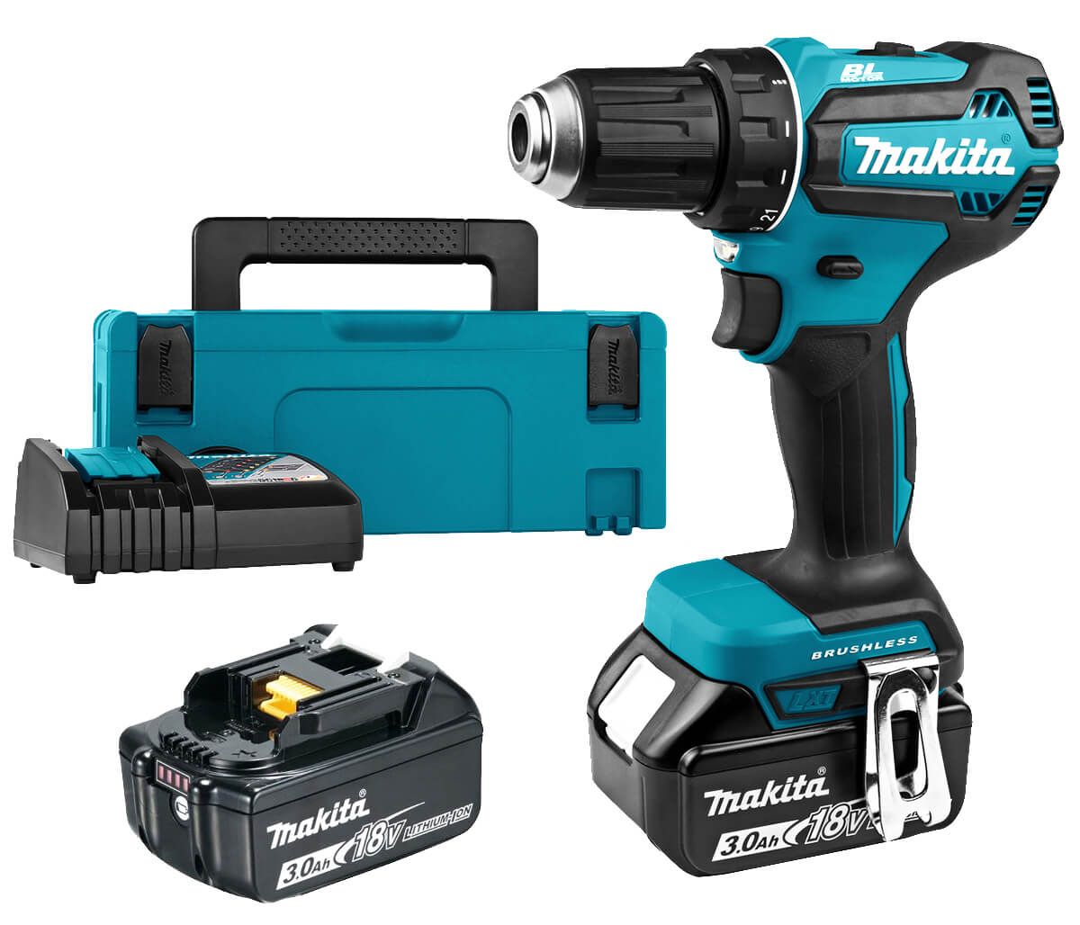 Акумуляторний дриль-шуруповерт Makita DDF485RFJ, 2 акб по 3.0 Ah, з/п DC18RC, в кейсі Makpac