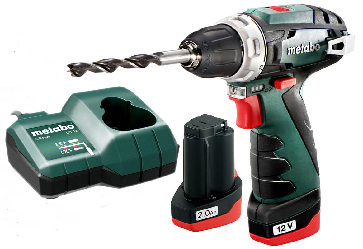 Аккумуляторная дрель-шуруповерт Metabo PowerMaxx BS Basic в картоне с 2 акб Li-Power 12 V 2.0 Ah, з/у LC 12