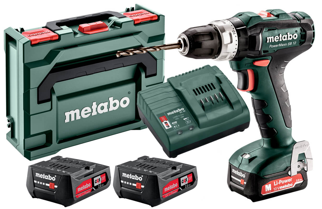 Аккумуляторный ударный шуруповерт Metabo PowerMaxx SB 12, 2x2.0 Ah, з/у SC 30, кейс MetaBox