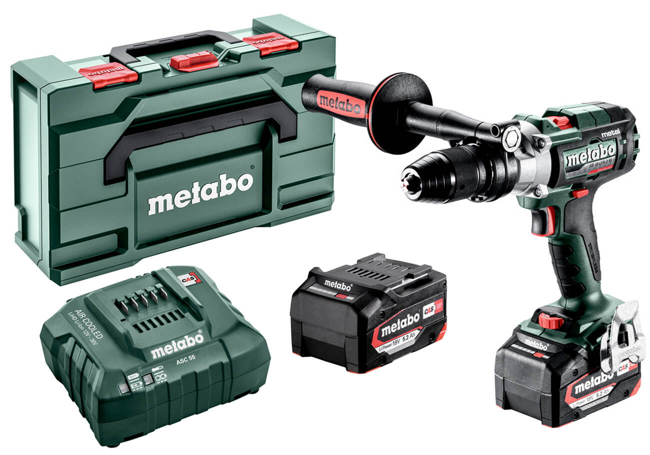Аккумуляторная ударная дрель-шуруповерт Metabo SB 18 LTX-3 BL I Metal в MetaBox с 2 акб Li-Power 18 V 5.2 Ah, з/у ASC 55