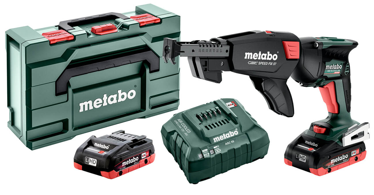 Акумуляторний шурупокрут для гіпсокартону Metabo HBS 18 LTX BL 3000 у MetaBox із 2 акб LiHD 18 V 4.0 Ah, з/п ASC 55