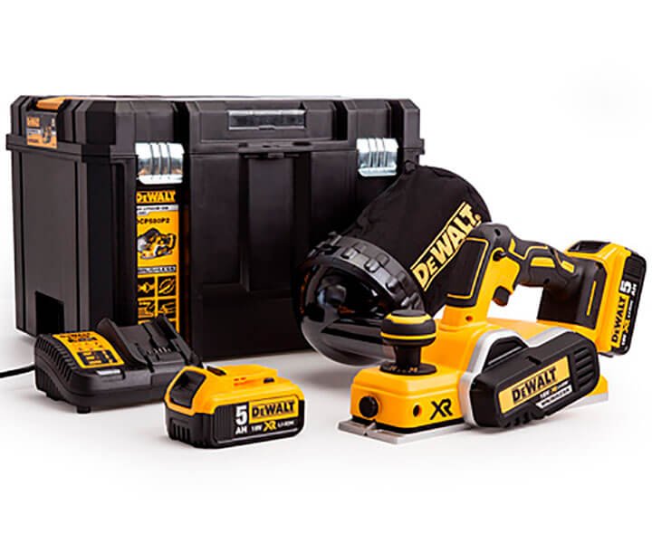 Рубанок акумуляторний DeWALT DCP580P2, 2 акб Li-Ion по 5.0 Ah, з/п в кейсі