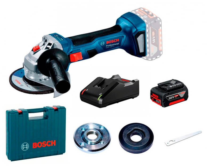 Акумуляторна кутова шліфувальна машина Bosch Professional GWS 180-LI у валізі з 1 акб GBA 18V 4.0Ah і з/п GAL 18V-40