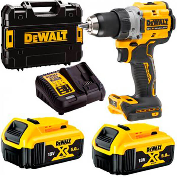 Дриль-шурупокрут акумуляторний DeWALT DCD800P2T, 2 акб 18 В XR Li-Ion по 5.0 Ah, з/п, кейс