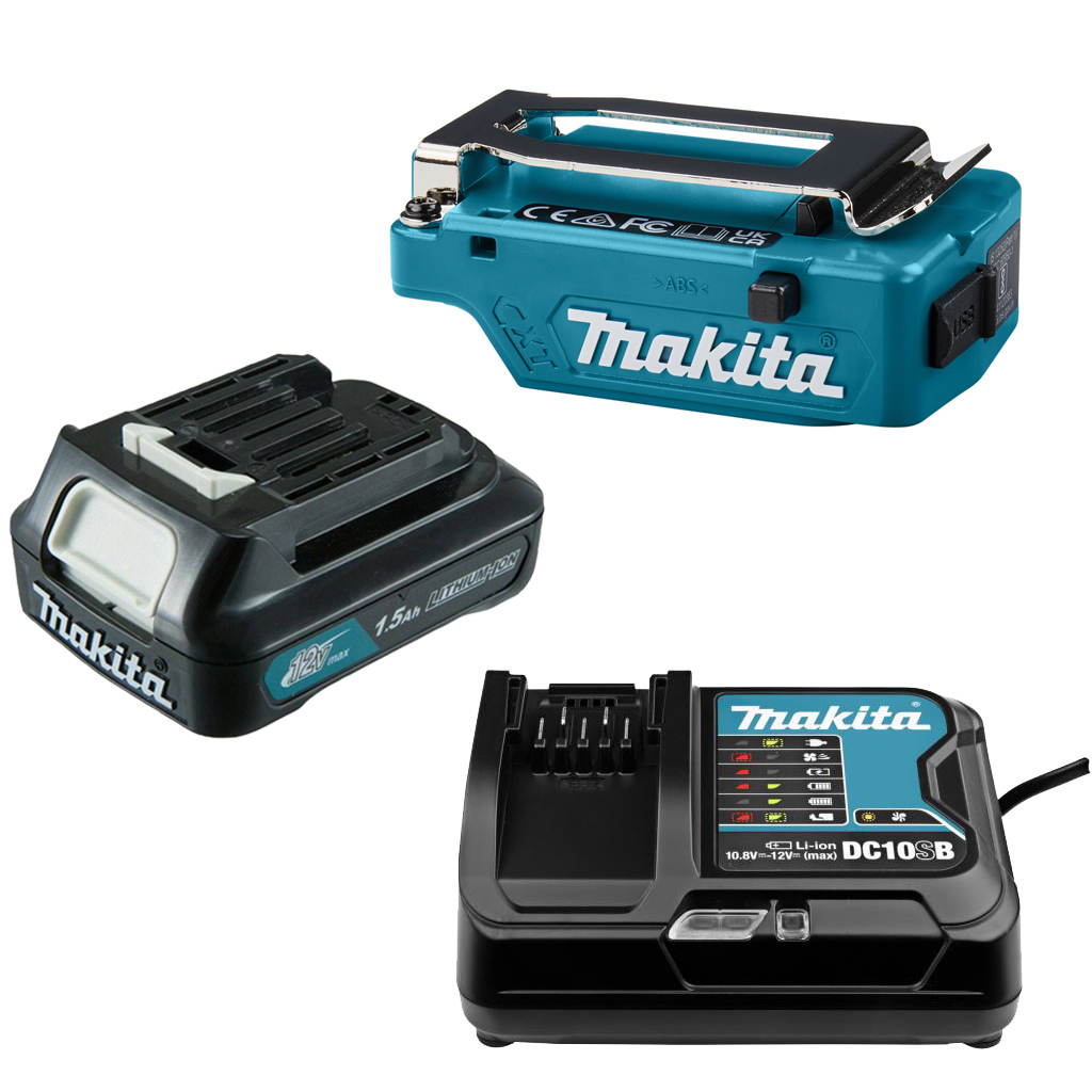 Адаптер для одягу та ковдр, USB перетворювач для мобільних пристроїв Makita CXT 12 В, акб Li-ion 12V 1,5 Ah та з/п