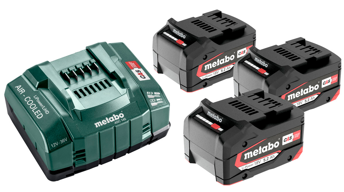 Базовый комплект аккумуляторов Metabo 18 В - 5,2 Ah, 3 шт