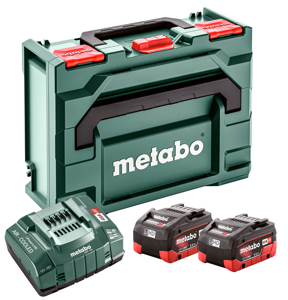 Базовый комплект Metabo LiHD 5,5 Ah, 18 В (2 АКБ) + metaBOX 145