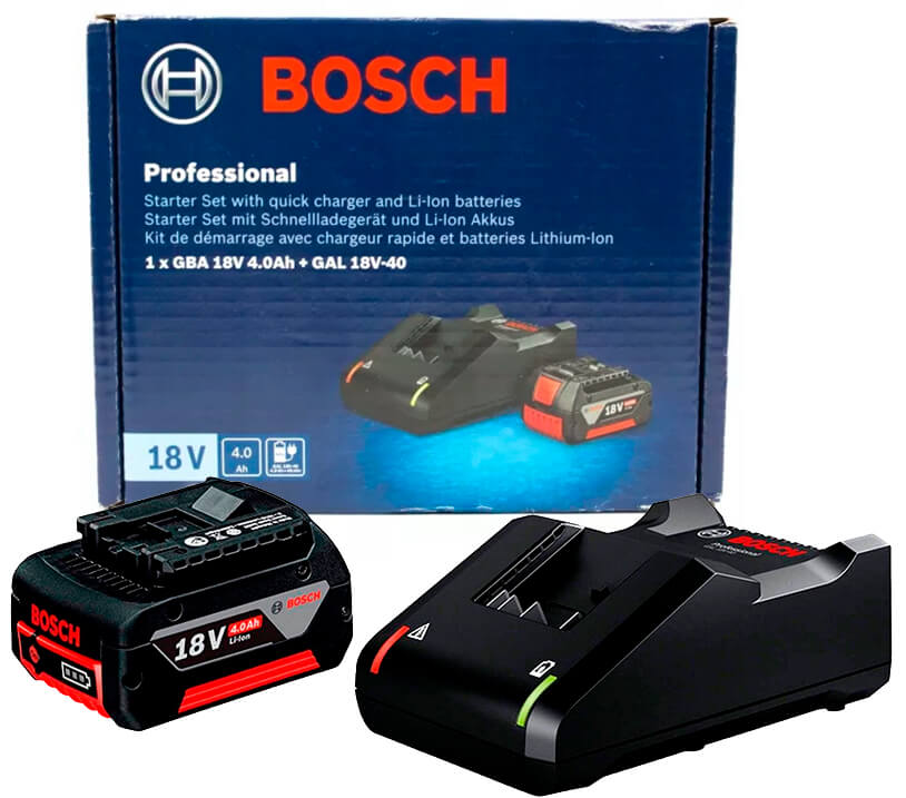 Стартовий набір Bosch: акумулятор GBA 18V 4.0Ah та зарядний пристрій GAL 18V-40