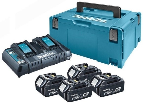 Набір з 4 акумуляторів LXT Makita BL1840B 18 В 4 Аh, з/п DC18RD, кейс