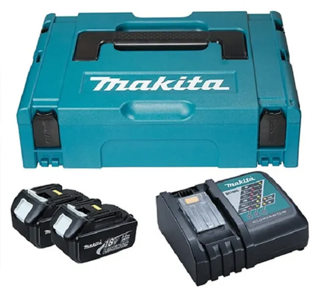 Набір Makita з 2 акумуляторів LXT BL1830B 18 В, з/п DC18RC у кейсі Makpac