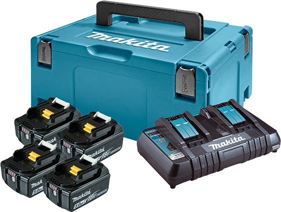Набір з 4 акумуляторів LXT Makita BL1850B 18 В 5 Аh, з/п DC18RD, кейс