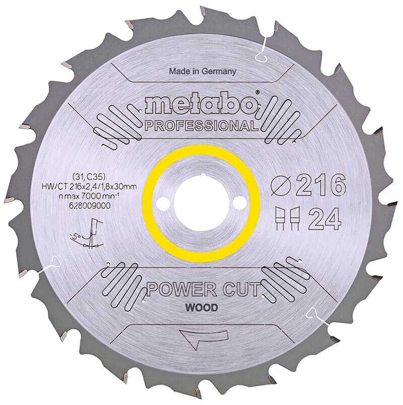 Пильный диск Metabo HW/CT, 216x2,4х30 мм, 24 WZ 5°