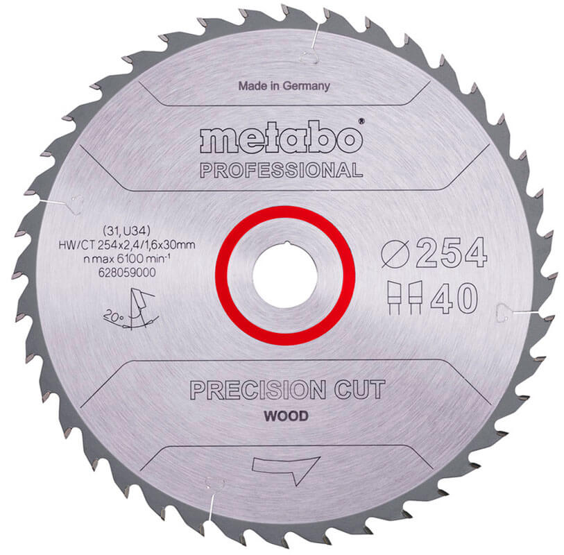 Пильный диск Metabo HW/CT, 254x2,4х30 мм, 40 WZ 20°
