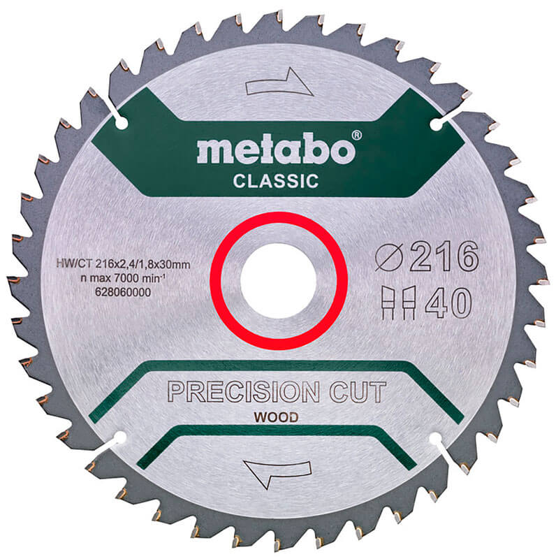 Пильный диск Metabo HW/CT, 216x2,4х30 мм, 40 WZ 25°
