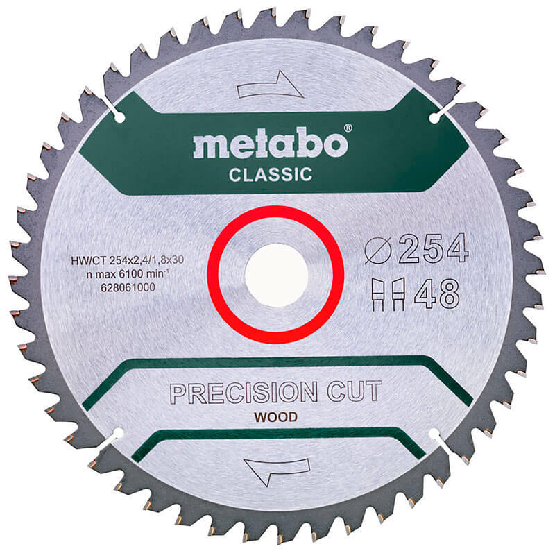 Пильный диск Metabo HW/CT, 254x2,4х30 мм, 48 WZ 5°
