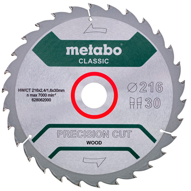 Пиляльний диск Metabo HW/CT, 216x2,4х30 мм, 30 WZ 22°